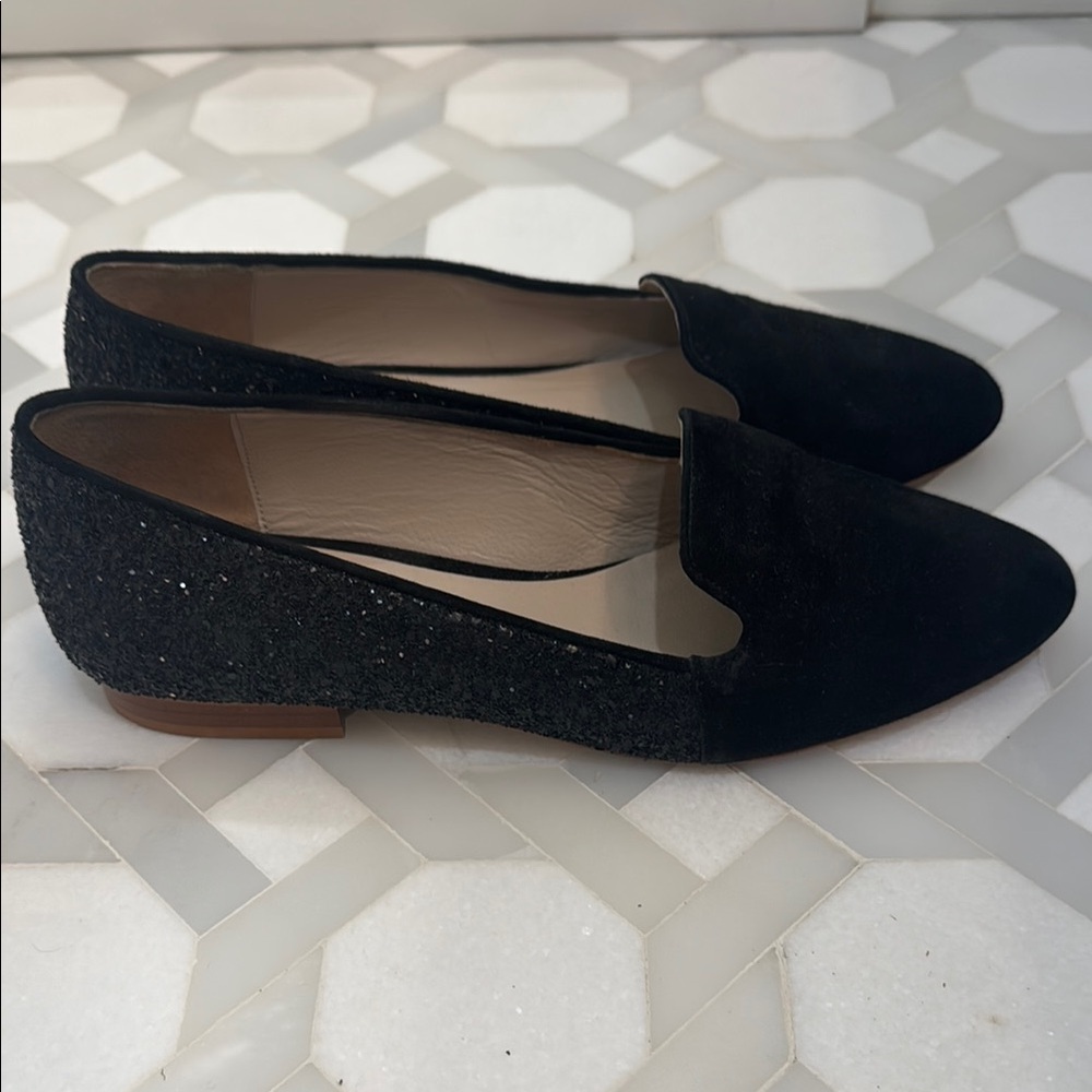 Chic Black Loafers with Glitter Detail